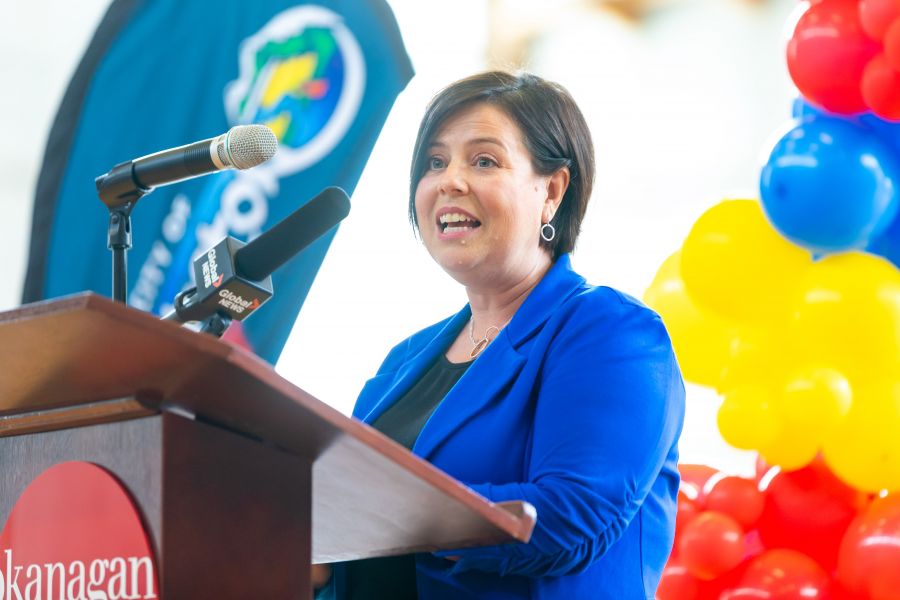 <who>Photo Credit: NowMedia/Gord Goble</who> BC Games' Board of Directors Chair Niki Remesz makes the announcement