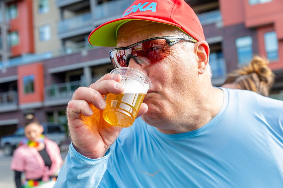 <who>Photo Credit: NowMedia/Gord Goble</who> Clearly parched, Greg Hewitt quenches his thirst