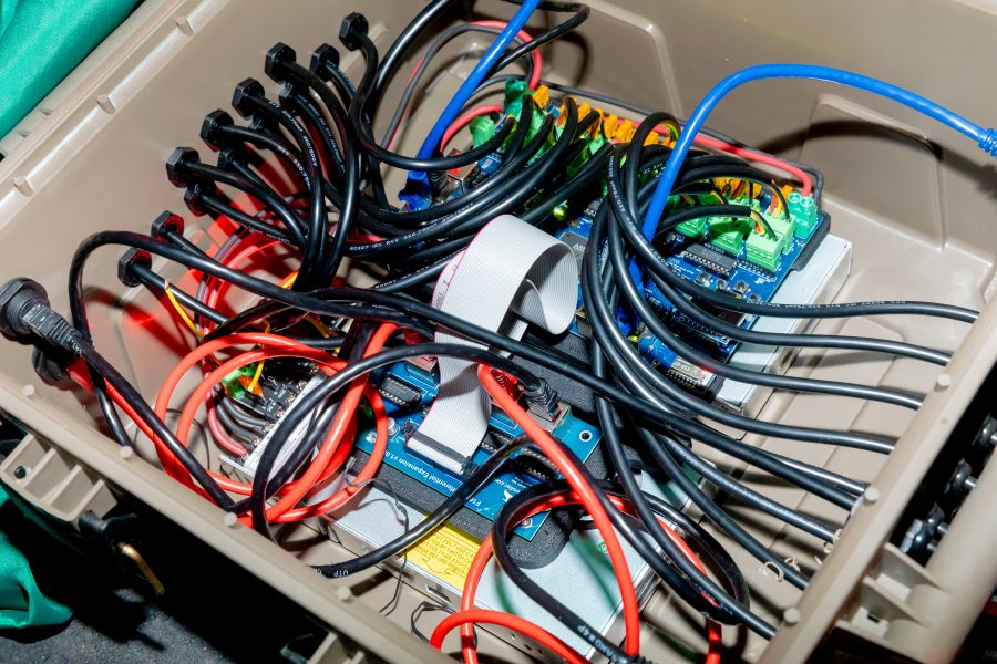 <who>Photo Credit: NowMedia/Gord Goble</who> One of Heinrich's "main control boxes"
