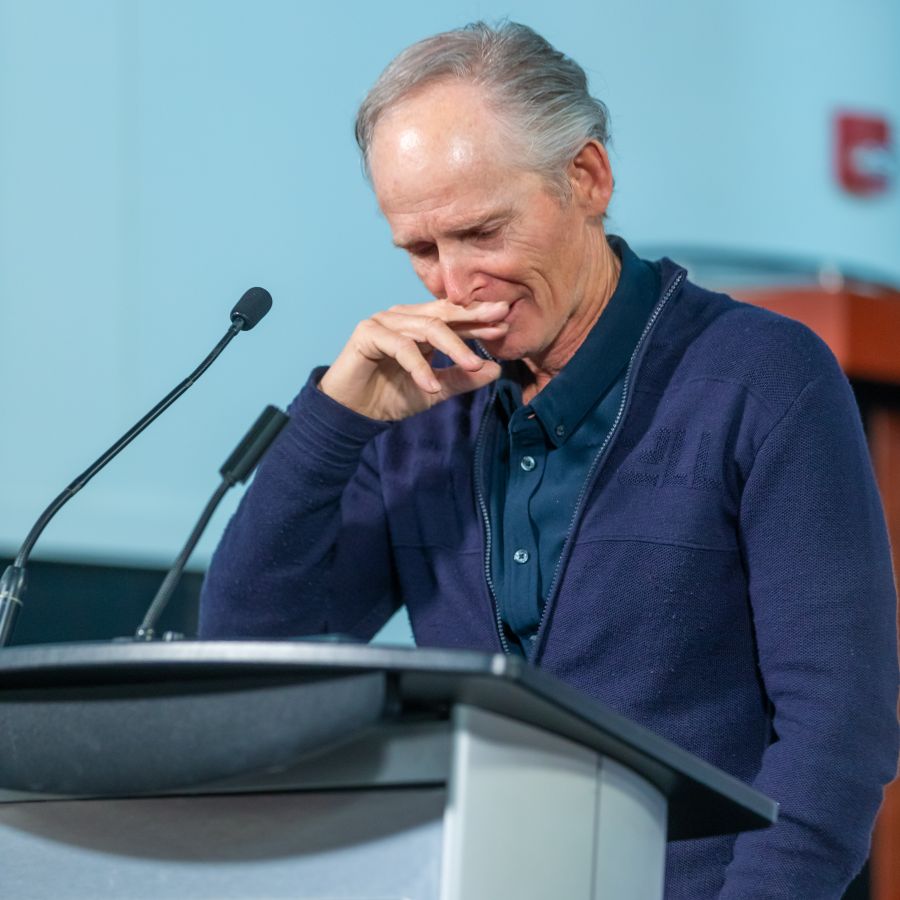 <who>Photo credit: NowMedia/Gord Goble</who> Vees owner Graham Fraser chokes back tears