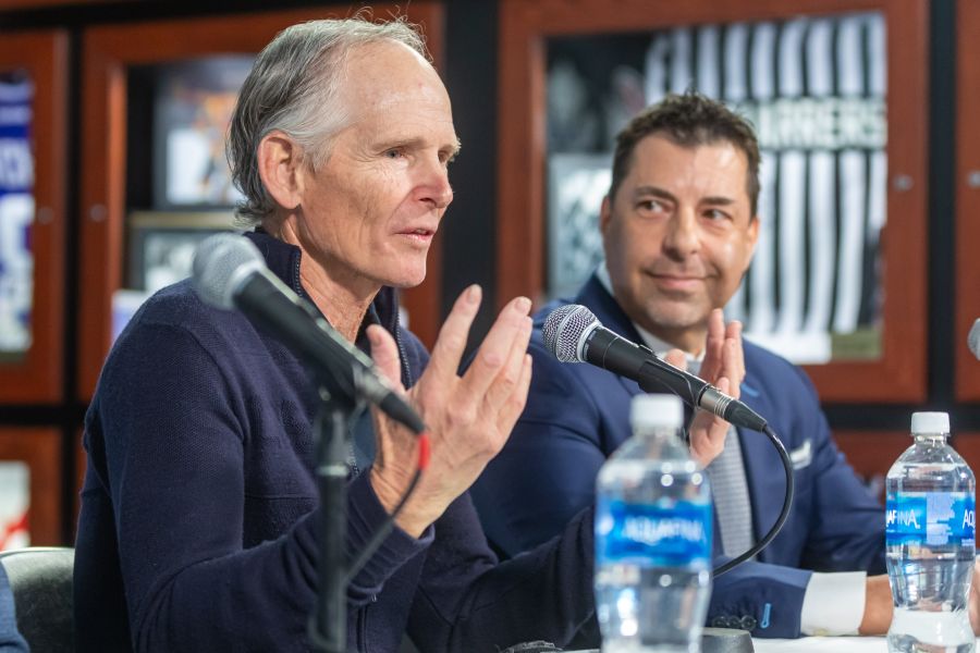 <who>Photo credit: NowMedia/Gord Goble</who> Vees owner Graham Fraser during press conference