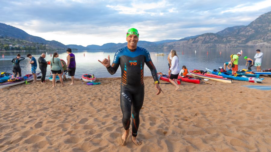 <who>Photo Credit: Gord Goble</who> Dave Matheson plays it cool at the start line
