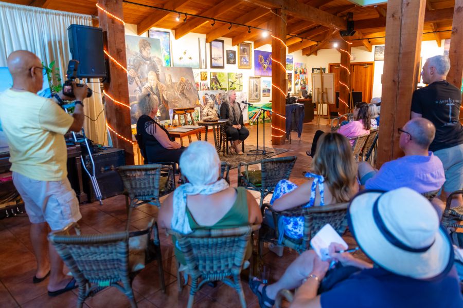 <who>Photo Credit: Gord Goble></who> Kindrie Grove's August event at Kaleden's Frog City Cafe