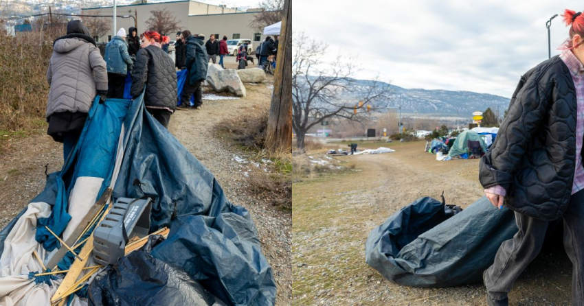<who> Photo Credit: PentictonNow/Gord Goble </who> Members of the community cleaned up the encampment in January.