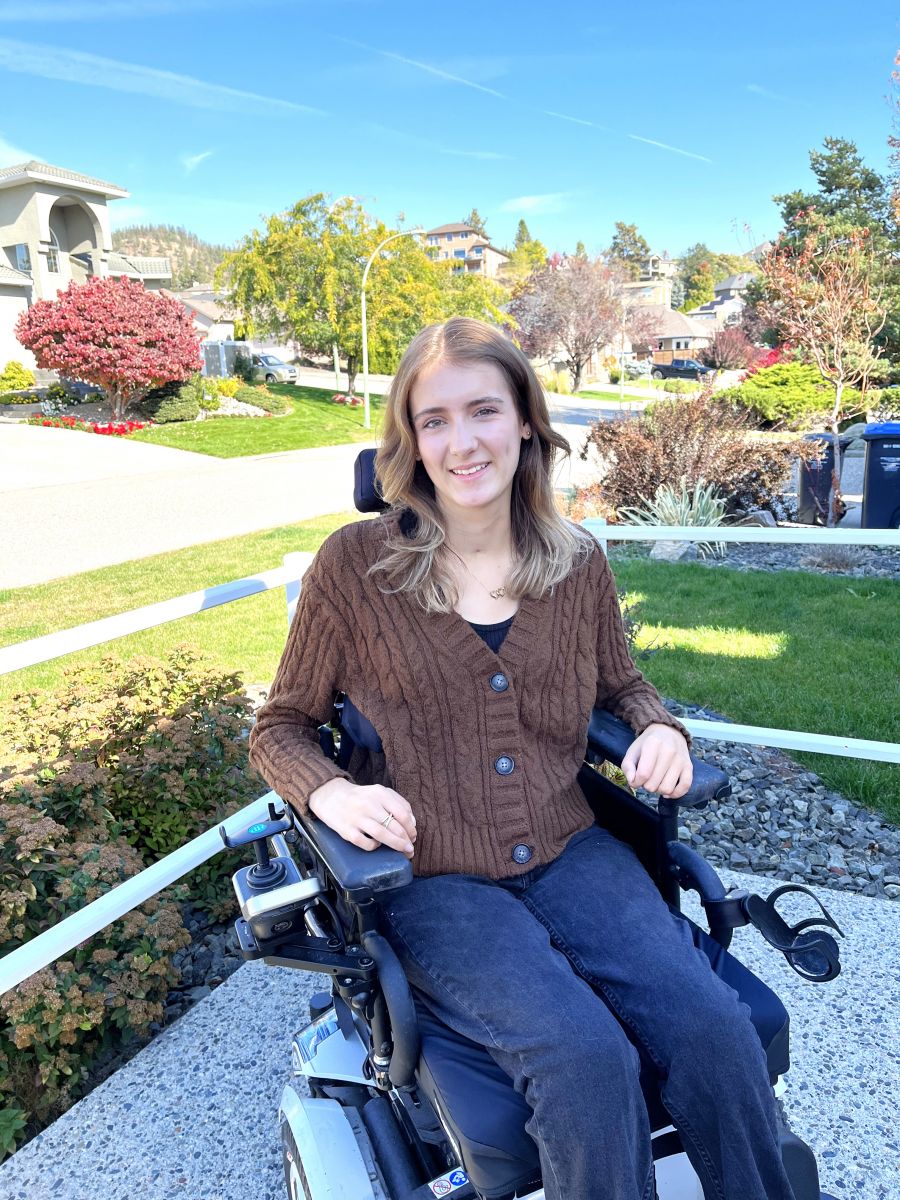 <who>Photo credit: Contributed</who> Ainsley Wood outside her Kelowna home.