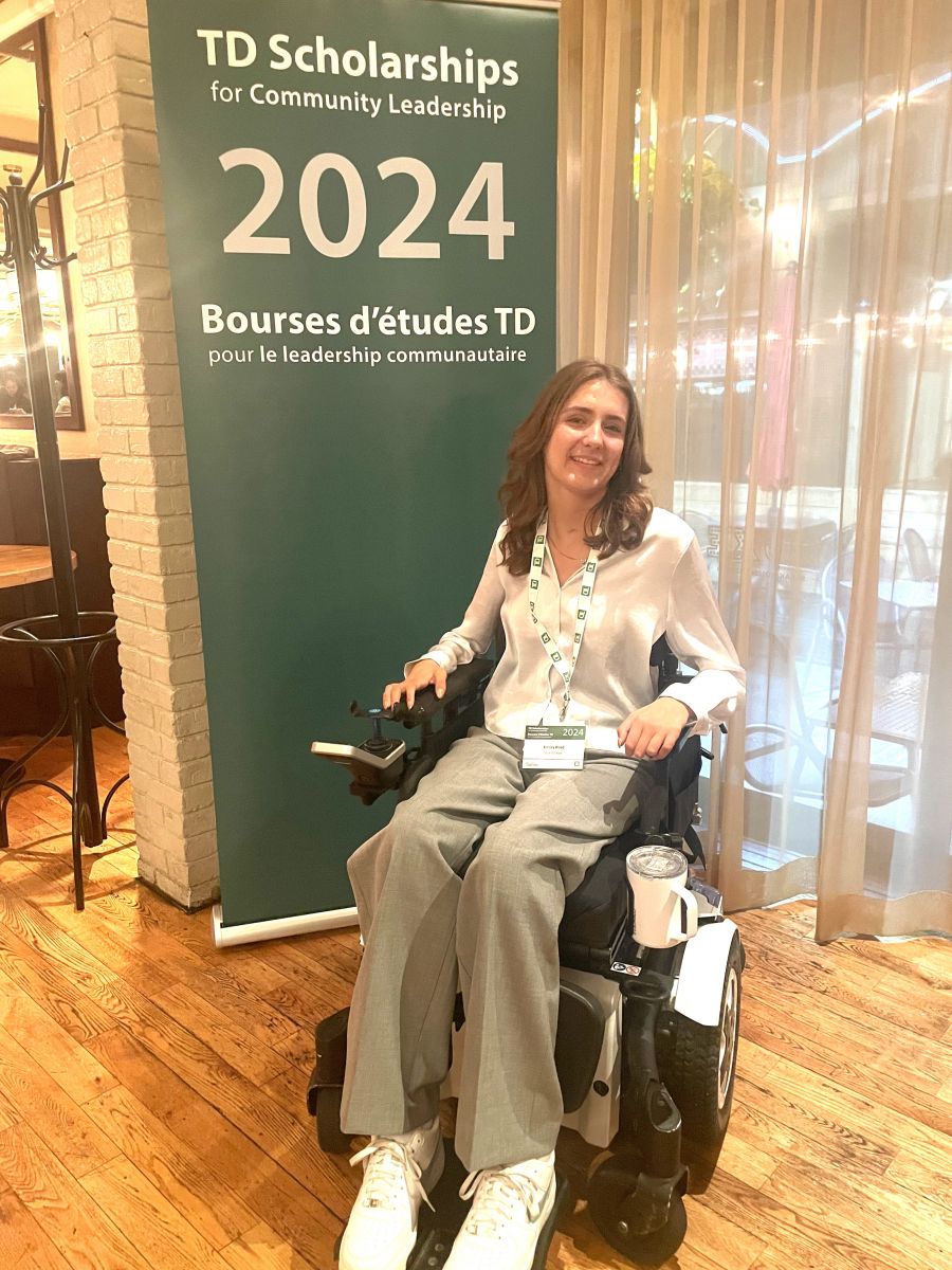 <who>Photo credit: TD</who>Ainsley Wood of Kelowna has been awarded one of only 20 TD Scholarships for Community Leadership for $70,000.