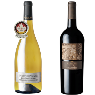 </who>The platinum-winning Perpetua chardonnay, left, and Terroir Cabernet Franc.