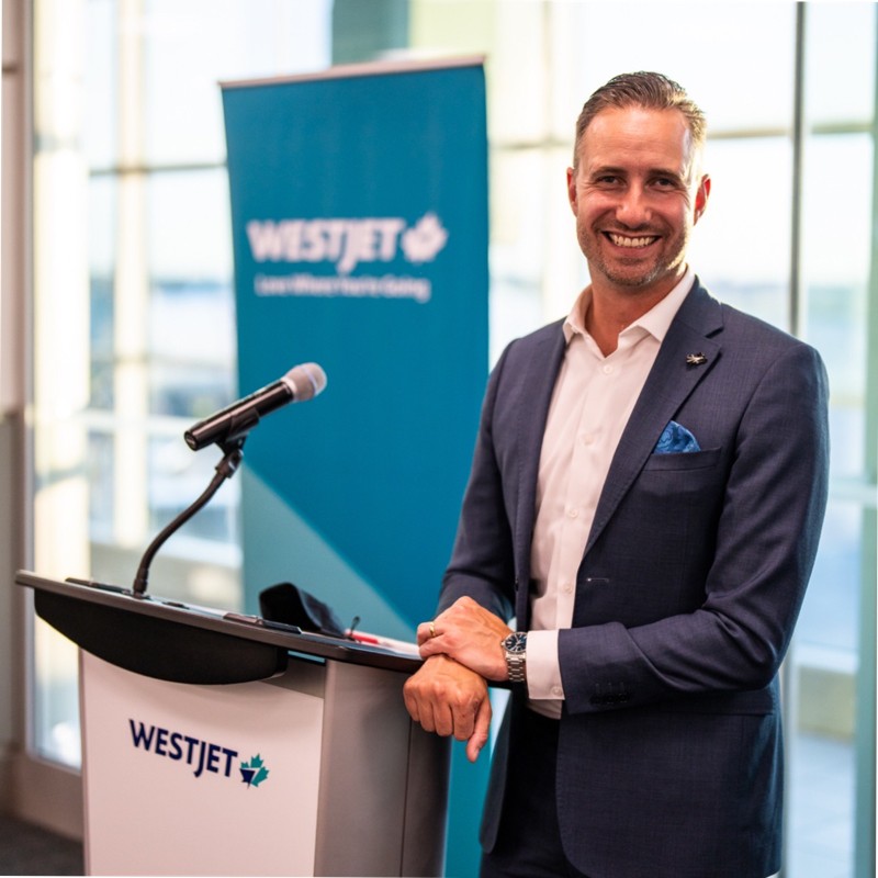 <who>Photo credit: WestJet</who>Jared Mikoch-Gerke is WestJet's director of alliances and airport affairs.