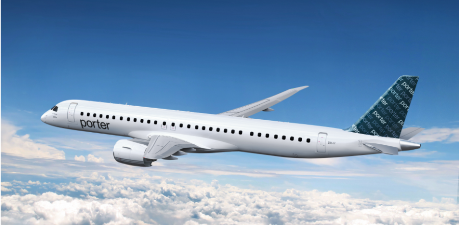 <who>Photo credit: Porter Airlines</who>Porter will fly its 132-seat Embraer E195-E2 jet on the route.