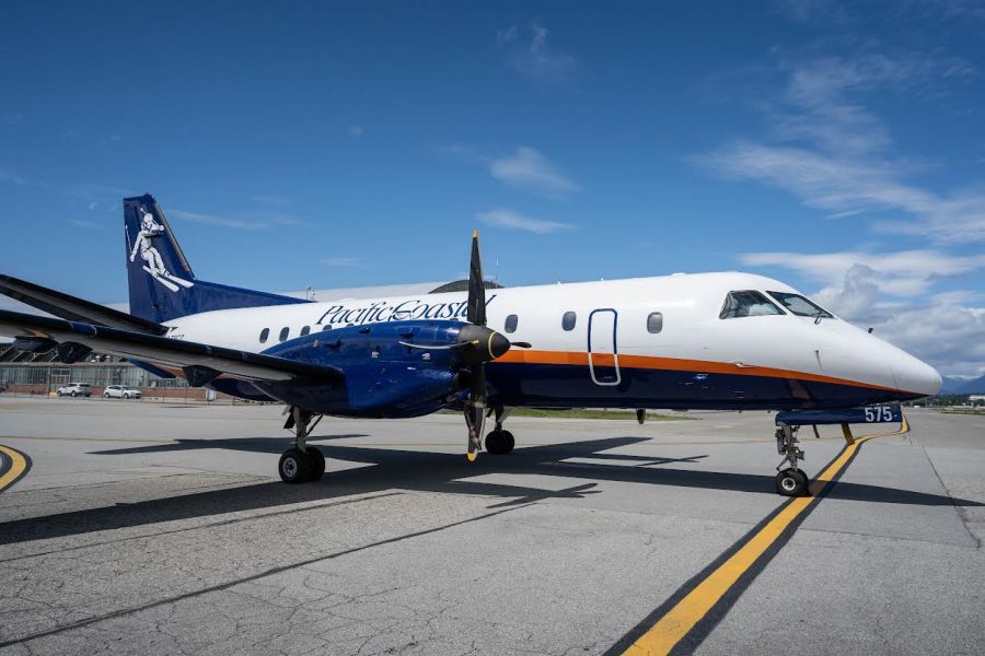 <who>Photo credit: Pacific Coastal Airlines</who>Effective April 27, Pacific Coastal Airlines will start using the bigger, 34-seat Saab340 turbo-propellor airplane on the Penticton-Vancouver route.