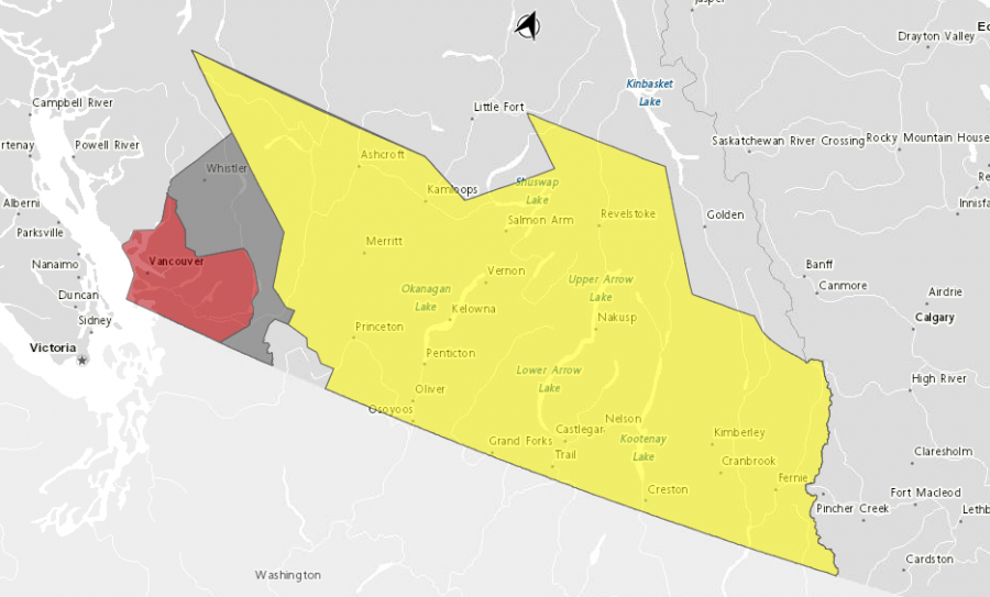 <who> Photo credit: Environment Canada </who> The affected area (in yellow).