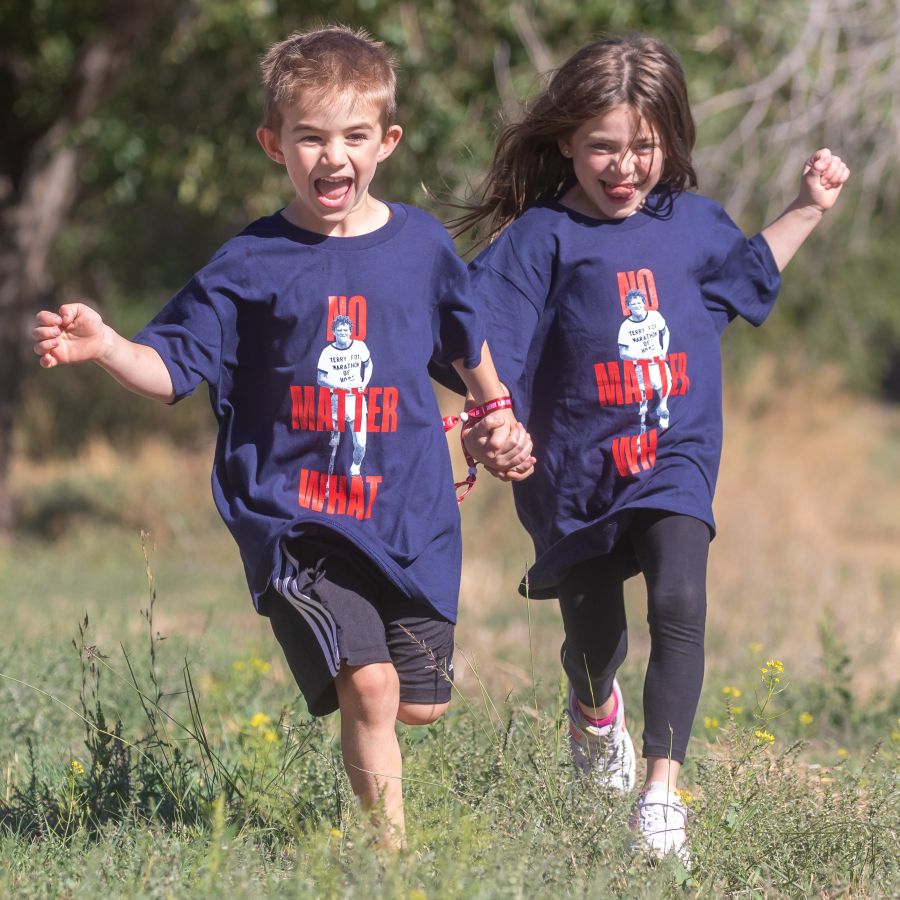 <who>Photo Credit: NowMedia/Gord Goble</who> Cousins Ryker and Laila opted for speed at the 2024 Terry Fox Run