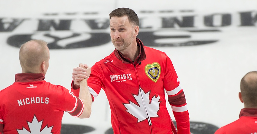 <who>Photo Credit: Curling Canada</who>Brad Gushue at the 2025 Montana's Brier in Kelowna.
