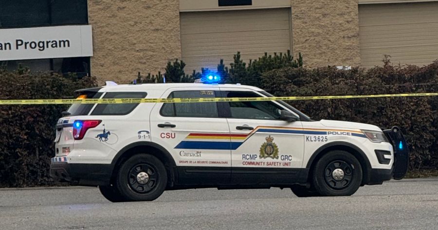 <who>Photo Credit: Contributed</who>An RCMP vehicle at the scene near Reid's Corner early this evening.