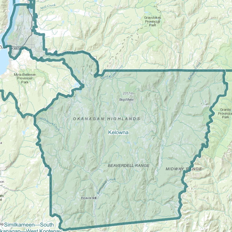 <who> Photo Credit: Federal Electoral Boundaries Commission </who> The new Kelowna riding.