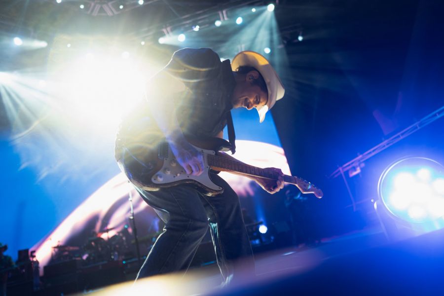 <who>Photo Credit: Brad Paisley/Facebook</who>Paisley during a show at Red Rocks Amphitheater in Colorado in May 2025.