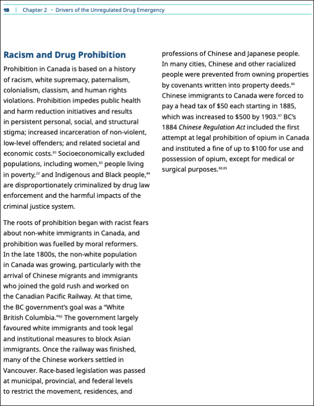 <who> Photo credit: OPHO </who> A page from the report concerning racism and prohibition.