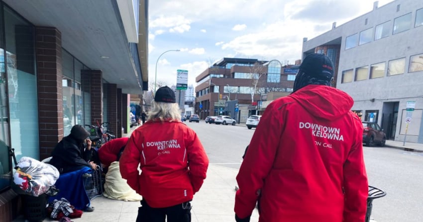<who>Photo credit: Downtown Kelowna Association</who>The URBA On-Call Team is modelled after the Downtown Kelowna On-Call Team, pictured, which is also known as the red-shirt team.