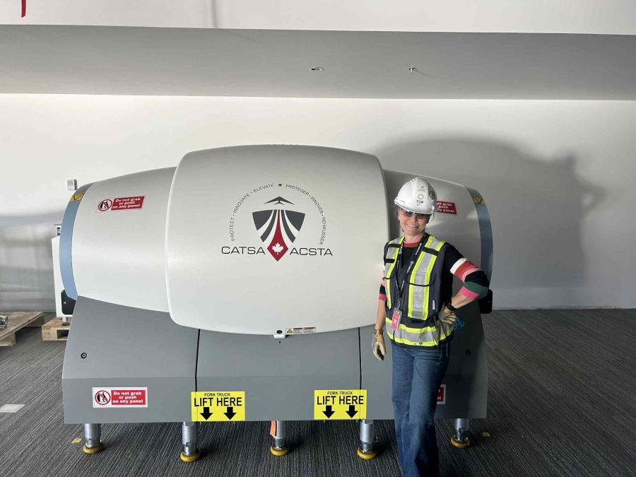 </who>Some of the screening equipment looks like a CAT scan machine, a little rocket or submarine.