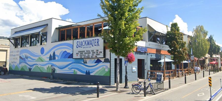 <who>Photo Credit: Google Streetview</who>Slackwater Brewing in July 2023. The brewery closed the taproom in October 2024 and the space will soon become BNA Penticton.