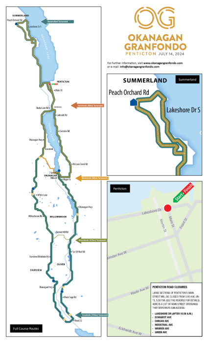 <who> Photo Credit: City of Penticton </who> A map of the cycling event's route.
