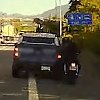 <span style="font-weight:bold;">VIDEO:</span> BC rider ticketed, damaged Harley impounded after crash while passing on shoulder