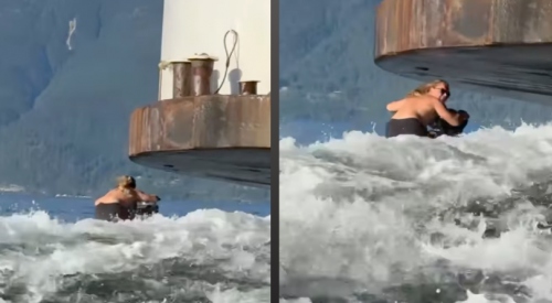 Mounties investigating viral video of a personal watercraft riding under a ferry